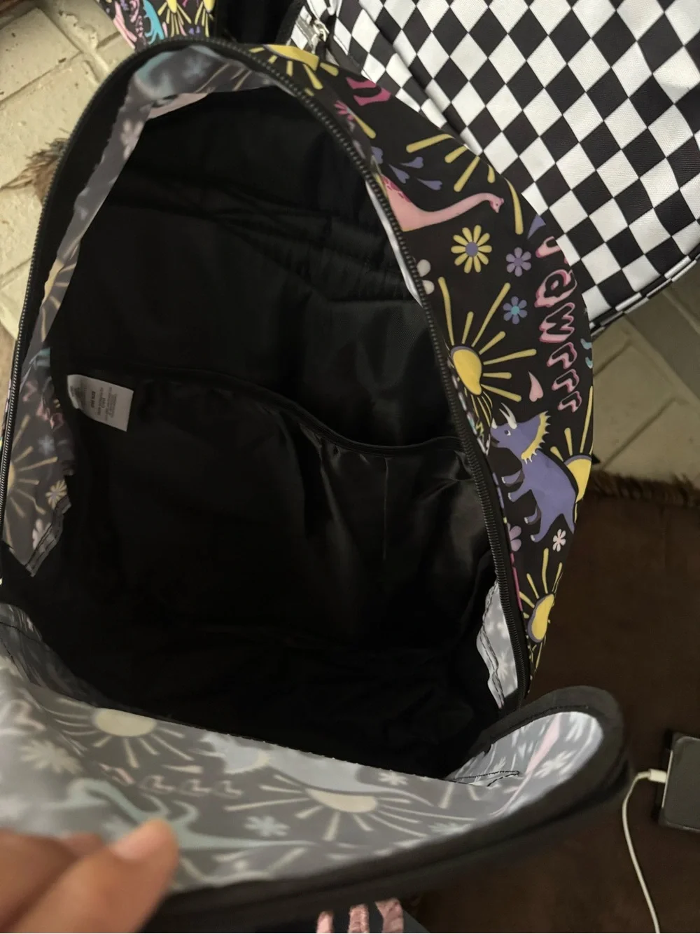 wonder nation 3 Black and White Checkerboard Kids Backpack
